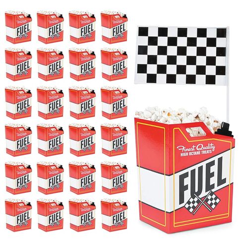 4E's Novelty 24 Race Car Popcorn Treat Boxes with 24 Checkered Flags, Black and White Racing Flag 6" x 4" (Serves 24) For Race Car Birthday Party Supplies, Monster Truck, Racing Theme Decorations in Kuwait
