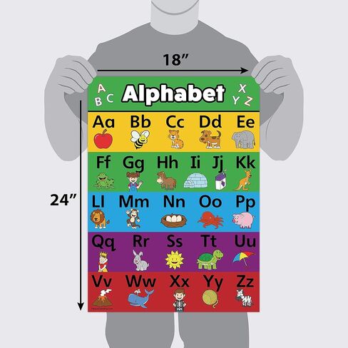 Palace Learning 3 Pack - ABC Alphabet + Numbers 1-100 + Shapes Poster Set - Toddler Education Charts (LAMINATED, 18" x 24") in Kuwait