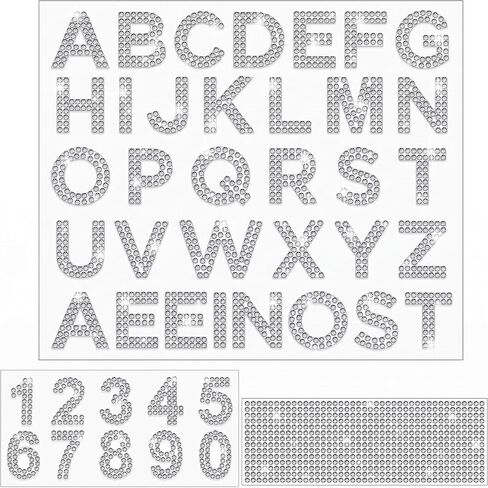 3 Sheets Glitter Rhinestone Stickers Bling Crystal Alphabet Letter Stickers Number Stickers Gemstone Border Stickers 34 Letters and 10 Numbers Self-Adhesive Decorative Stickers for DIY Decor (Pink) in Kuwait