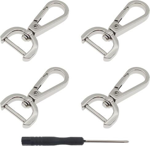 4 PCS Swivel Clasp Hooks,SAFYY Detachable Snap Hook W/Screw Bar Heavy Duty,3/4 Inches D Ring Swivel Lobster Claw Clasp with Screwdriver for Lanyard Bag Leather Craft Purse Hardware DIY Bag-Gunmetal in Kuwait