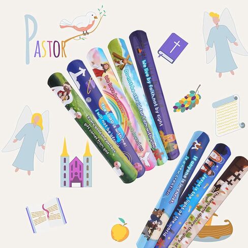 Kolewo4ever 144 Pieces Bible Verses Slap Bracelets, Religious Christian Slap Bracelets, Scripture Inspirational Bible Wristbands, 12 Styles in Kuwait