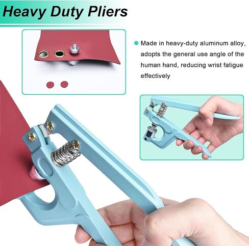 Sewing Snaps Fasteners Kit with Press Pliers Installment Tool, Heavy-Duty Snap Pliers Sets with 4 Size Plastic Metal No-Sew Snap Buttons for Sewing Clothing, Bibs, Rain Coat Crafting DIY Handmade in Kuwait