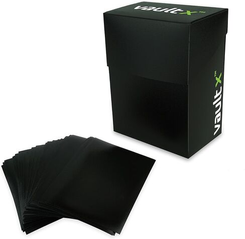 Vault X Deck Box and 100 Black Card Sleeves - Medium Size for 70-80 Sleeved Cards - PVC Free Card Holder for TCG (Medium + 100) in Kuwait