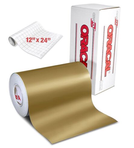 ORACAL 631 Matte Gold Metallic Adhesive Craft Vinyl for Cameo, Cricut & Silhouette Including 12" x 24" Roll of Clear Transfer Paper (15ft x 12") in Kuwait