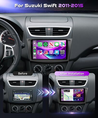 for Suzuki Swift 2011-2015 Android Stereo Support Wireless Carplay Android Auto with 9" Touchscreen 2+32G with Phonelink WiFi GPS Navigation Bluetooth FM Radio Receiver Backup Camera External Mic in Kuwait
