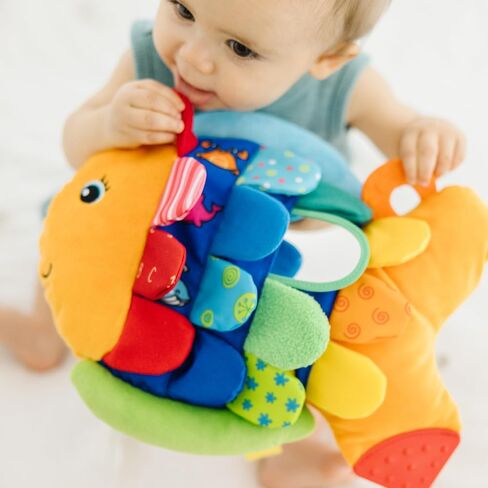 Melissa & Doug Flip Fish Soft Baby Toy - Tummy Time Sensory Toy with Taggies for Infants in Kuwait