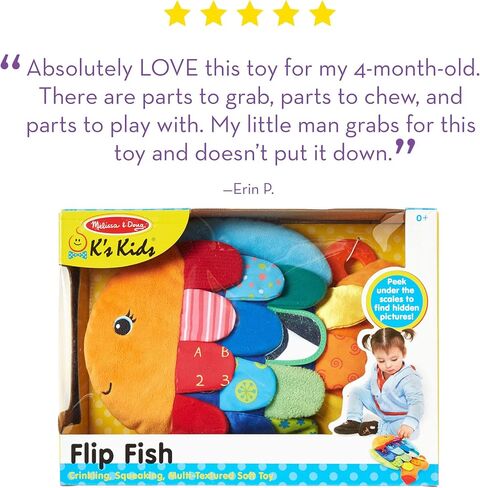 Melissa & Doug Flip Fish Soft Baby Toy - Tummy Time Sensory Toy with Taggies for Infants in Kuwait