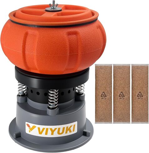 VIYUKI Electric 18LBS Vibratory Tumbler Bowl Tumbling Polishing Machine - Polishing Metal Parts(18LBS & walnut shell media) in Kuwait