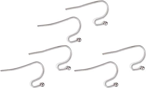 KISSITTY 300-Piece Hypoallergenic 316 Stainless Steel French Hook Ball Dot Ear Wires 22x12x2mm Dangle Earring Findings for DIY Jewelry Making in Kuwait