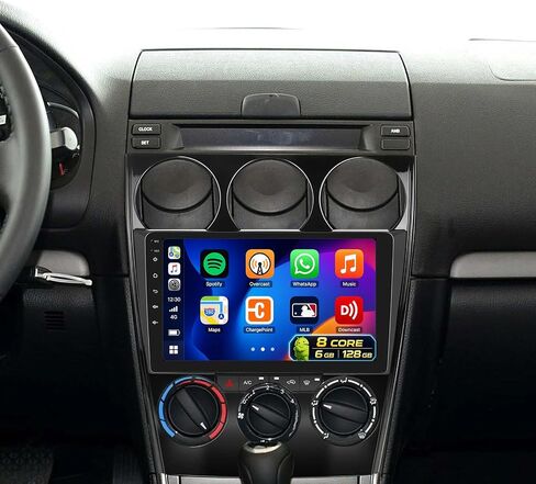 [2+32G] ستيريو سيارة Android 13 لسيارة Mazda 6 2004-2015، 9 بوصة تعمل باللمس وراديو السيارة Android مع وصلة مرآة ونظام ملاحة GPS واي فاي بلوتوث FM/RDS راديو SWC مزدوج USB/AUX-in+كاميرا احتياطية in Kuwait