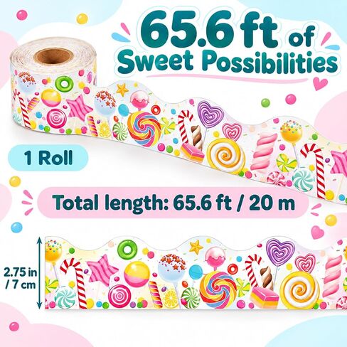 Outus 65.6 Feet Printable Tie Dye Bulletin Board Border Self Adhesive Scalloped Border Trims Colorful Tie Dye Classroom Board Border for School Classroom Walls Desks Windows Doors Lockers Decoration in Kuwait