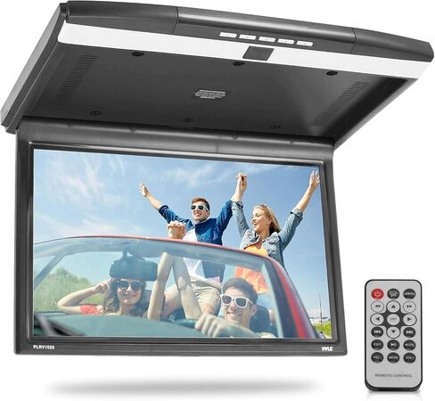 Pyle 15.6-Inch Overhead Flip-Down Car Monitor - Hi-Res 1680x800p Widescreen Car Roof Mount Monitor, Vehicle Flip Down Overhead Screen w/IR, FM Transmitter, USB/SD, HDMI, AV, Stereo Speaker -PLRV1525 in Kuwait