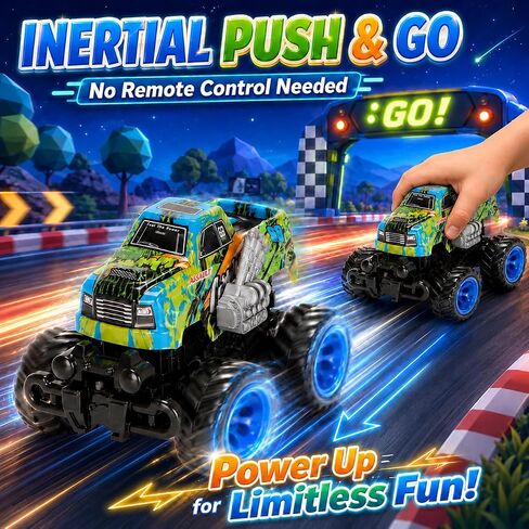 Exploding Monster Truck Toy with Interchangeable Dinosaur and Shark Bodies, Lights & Sounds,2 Pack of Light Up Monster Truck for Boys Age 3, 4-7 and Above and Girls in Kuwait