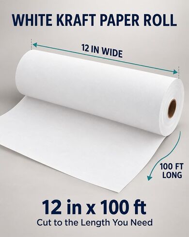 Kraft Wrapping Paper Roll,100 Feet Recyclable Paper Kraft Packing Paper for Packing, Moving, Gift Wrapping, Postal, Shipping, Parcel, Wall Art, Crafts, Bulletin Boards, Floor Covering (Black) in Kuwait