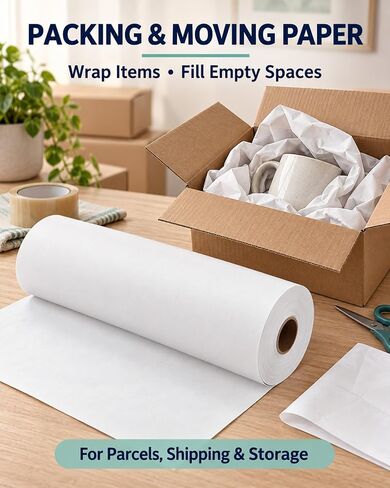 Kraft Wrapping Paper Roll,100 Feet Recyclable Paper Kraft Packing Paper for Packing, Moving, Gift Wrapping, Postal, Shipping, Parcel, Wall Art, Crafts, Bulletin Boards, Floor Covering (Black) in Kuwait