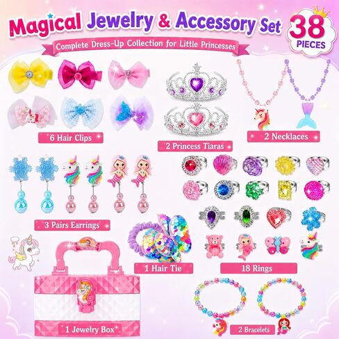 Toys for Girls,Princess Dress Up Clothes for Little Girls,Toddler Princess Girl Toys Age 4-5,Kids Toys for 3 4 5 6 7 Year Old Costume Set with Skirts,Shoes,Crowns,Christmas Birthday Gifts for Girls in Kuwait