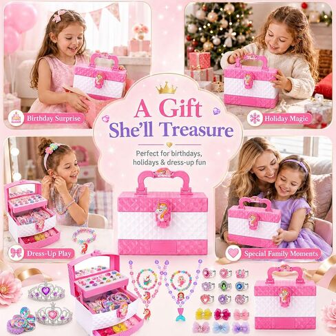 Toys for Girls,Princess Dress Up Clothes for Little Girls,Toddler Princess Girl Toys Age 4-5,Kids Toys for 3 4 5 6 7 Year Old Costume Set with Skirts,Shoes,Crowns,Christmas Birthday Gifts for Girls in Kuwait