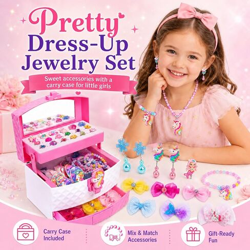 Toys for Girls,Princess Dress Up Clothes for Little Girls,Toddler Princess Girl Toys Age 4-5,Kids Toys for 3 4 5 6 7 Year Old Costume Set with Skirts,Shoes,Crowns,Christmas Birthday Gifts for Girls in Kuwait