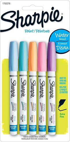 Sharpie Water-Based Paint Markers, Extra-Fine, Assorted Colors, 5 Count in Kuwait