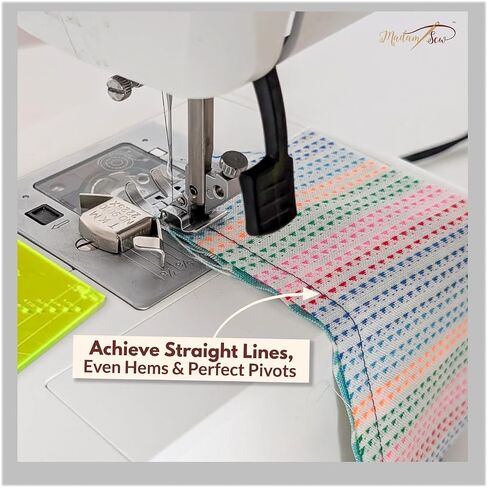 Madam Sew Seam Allowance Ruler and Magnetic Seam Guide for Sewing Machine | Perforated Seam Gauge for Perfect 1/8" to 2" Straight Line Hems | Includes 1/4" Pivot Point and 45 Degree Trim Line in Kuwait