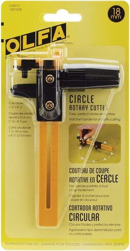 OLFA 18mm Rotary Circle Cutter (CMP-3) - Adjustable Rotary Blade Cutter w/ Ratchet Handle Cuts Perfect Circles for Crafts, Sewing, Quilting, Replacement Blade: OLFA RB18-2 in Kuwait