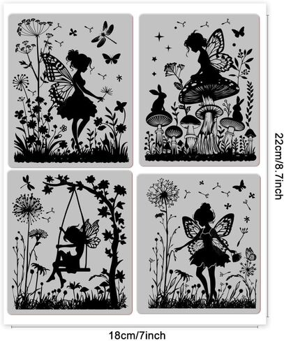 GLOBLELAND Vintage Fairy and Mushrooms Cling Rubber Stamp Butterfly 18x22cm Clear Stamps Embossing Stamp Seal for DIY Scrapbooking and Card Making Paper Craft Decor in Kuwait