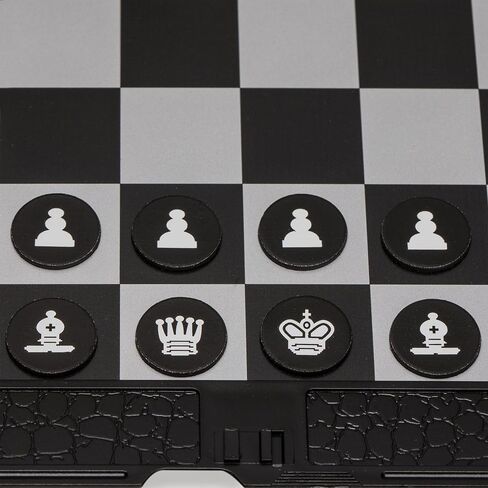 Yellow Mountain Imports Large 2-in-1 Travel Magnetic Chess & Checkers Board Game Set - 14 Inches in Kuwait