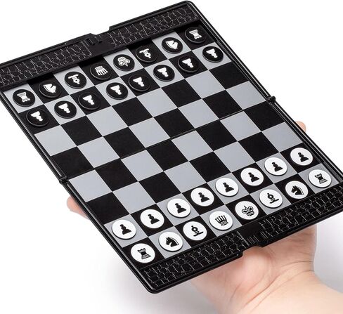 Yellow Mountain Imports Large 2-in-1 Travel Magnetic Chess & Checkers Board Game Set - 14 Inches in Kuwait
