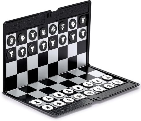Yellow Mountain Imports Large 2-in-1 Travel Magnetic Chess & Checkers Board Game Set - 14 Inches in Kuwait
