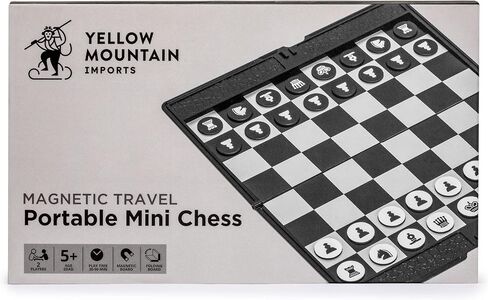 Yellow Mountain Imports Large 2-in-1 Travel Magnetic Chess & Checkers Board Game Set - 14 Inches in Kuwait