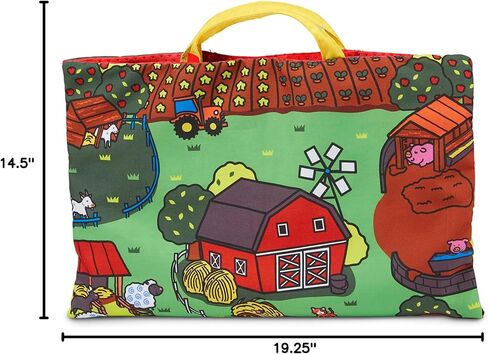 Melissa & Doug Take-Along Farm Baby and Toddler Play Mat (19.25 x 14.5 inches) With 9 Animals - Folds To Be Convenient Storage Bag for Travel in Kuwait