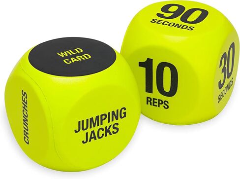 SPRI Exercise Dice (6-Sided) - Game for Group Fitness & Exercise Classes - Includes Push Ups, Squats, Lunges, Jumping Jacks, Crunches & Wildcard ( Carrying Bag) in Kuwait