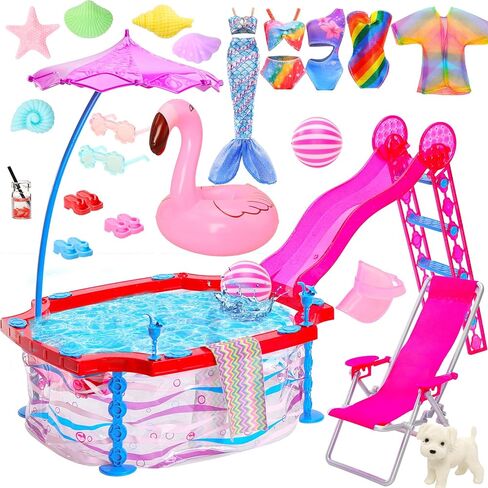 47 PCS Doll Clothes and Accessories, 3 Wedding Gowns 13 Fashion Dresses 2 Tops 3 Pants 2 Bikini Swimsuits 15 Shoes 12 Other Accessories for 11.5 inch Doll Christmas Girls Gift in Kuwait