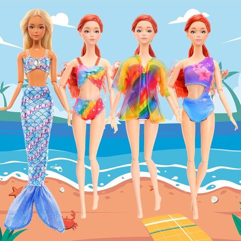 47 PCS Doll Clothes and Accessories, 3 Wedding Gowns 13 Fashion Dresses 2 Tops 3 Pants 2 Bikini Swimsuits 15 Shoes 12 Other Accessories for 11.5 inch Doll Christmas Girls Gift in Kuwait