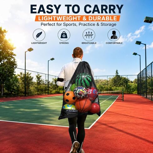 Rudmox Drawstring Mesh Ball Bag, Foldable Swim Bags, Mesh Backpack for Soccer Ball, Basketball, Gym, Beach Bag for Carrying Swimming Gear (L) in Kuwait