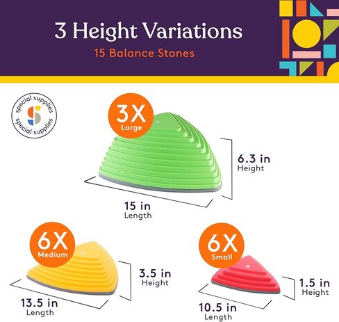 Special Supplies Stepping Stones for Kids Indoor and Outdoor Balance Blocks Promote Coordination, Balance, Strength Child Safe Rubber, Non-Slip Edging (Multi-Color, 12) in Kuwait