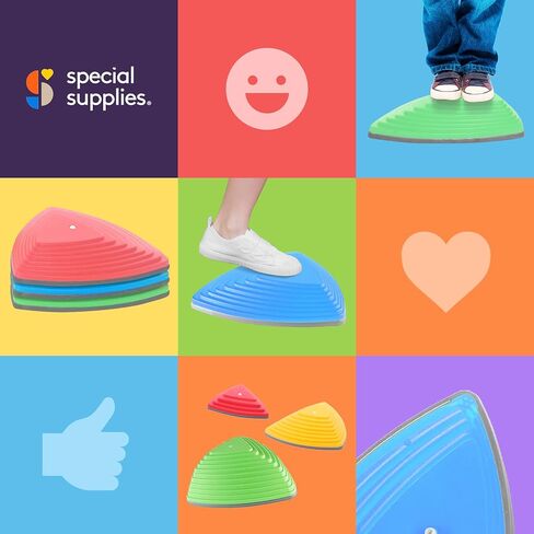 Special Supplies Stepping Stones for Kids Indoor and Outdoor Balance Blocks Promote Coordination, Balance, Strength Child Safe Rubber, Non-Slip Edging (Multi-Color, 12) in Kuwait