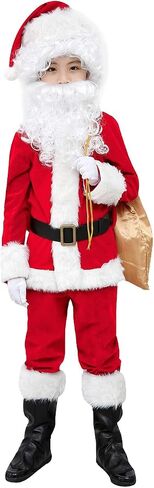 ELFJOY Children's Santa Suit Kids Christmas Halloween Costume Cosplay Set of 11 Pcs in Kuwait