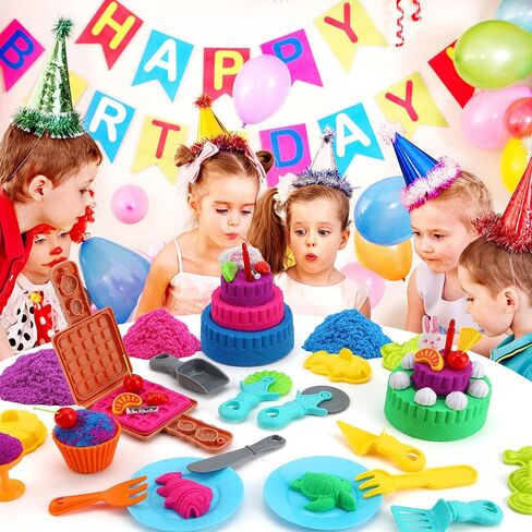 YIDESTARS Sensory Play Kit: Sand Art & Ice Cream Toy - 4lbs Colorful Sand,Molds,Tools,Sandbox w/Lid - Fun Gift for Kids(3-8) in Kuwait