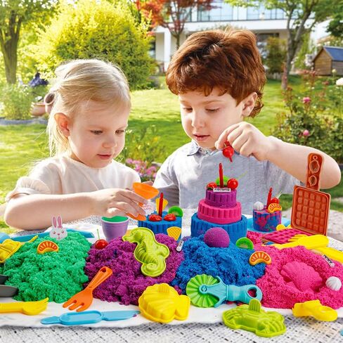 YIDESTARS Sensory Play Kit: Sand Art & Ice Cream Toy - 4lbs Colorful Sand,Molds,Tools,Sandbox w/Lid - Fun Gift for Kids(3-8) in Kuwait