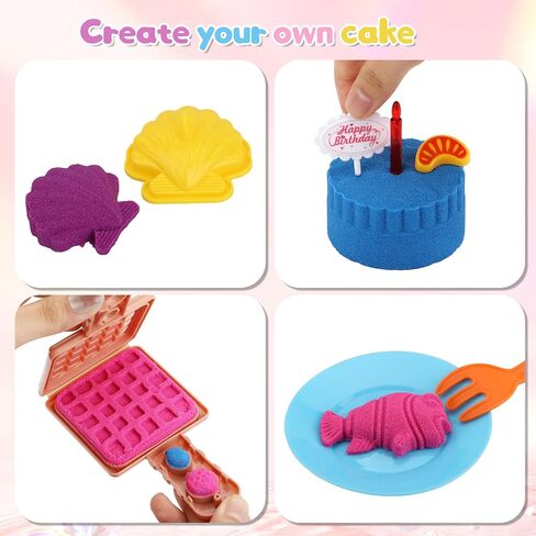 YIDESTARS Sensory Play Kit: Sand Art & Ice Cream Toy - 4lbs Colorful Sand,Molds,Tools,Sandbox w/Lid - Fun Gift for Kids(3-8) in Kuwait