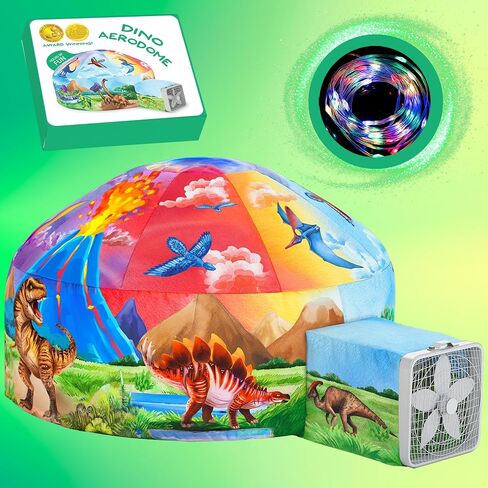 W&O Dino Aerodome مع أضواء LED - حصن خيمة هوائية - خيمة لعب قابلة للنفخ للأطفال - خيمة ديناصور - خيمة أطفال داخلية - خيمة لعب للأطفال - ألعاب ديناصور للأولاد والبنات (المروحة غير متضمنة) in Kuwait