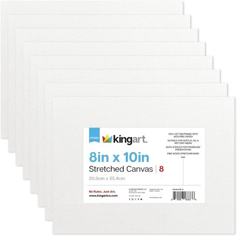 KINGART 810-2 LARGE White 24" x 36" STRETCHED ARTIST CANVAS, Pack of 2, Gesso Primed - 100% Cotton Rectangular Canvases, 5/8" Profile, Art Supplies for Oil and Acrylic Painting in Kuwait