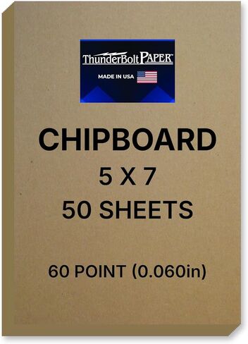 50 Sheets Brown/Gray Chipboard 60 Point Extra Thick 5" X 7" (5X7 Inches) Photo|Card|Frame Size .060 Caliper Extra X Heavy Cardboard as Thick as 15 Sheets 20# Paper in Kuwait