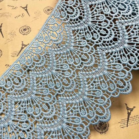 14CM Width Europe Long Pattern Inelastic Embroidery Lace Trim,Curtain Tablecloth Slipcover Bridal DIY Clothing/Accessories.(4 Yards in one Package)(Army Green) in Kuwait