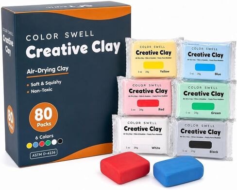 Color Swell Creative Clay Bulk Pack - 80 Packs of 1oz air-Drying Clay for Kids, Adults, classrooms in Kuwait