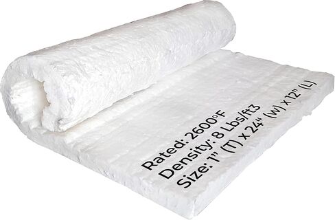 SIMOND STORE Ceramic Fiber Insulation Blanket, 1" Thick x 24" x 12" 2600F #8 Fireproof Insulation for Kilns, Forge, Furnace, Boiler, Chimney, Stove, Fireplace, Oven Insulation in Kuwait
