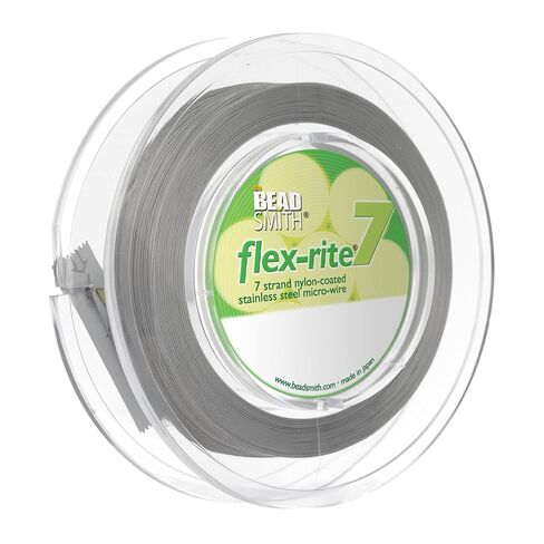 The Beadsmith Flex-Rite 7 حبلا مطلية بالنايلون، سلك خرز من الفولاذ المقاوم للصدأ، مستلزمات صناعة المجوهرات (.012 قطر، شفاف - 100 قدم) in Kuwait