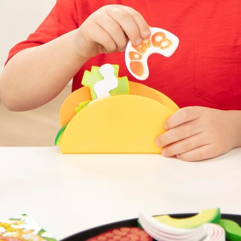 Melissa & Doug Fill & Fold Taco & Tortilla Set, 43 Pieces – Sliceable Wooden Mexican Play Food, Skillet, and More Taco Play Food Set, Pretend Kitchen Toy For Kids Ages 3+ - FSC-Certified in Kuwait