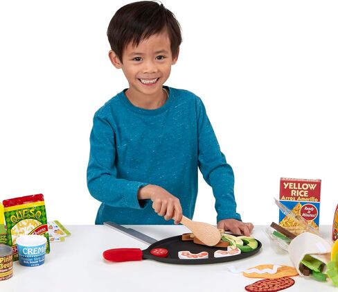 Melissa & Doug Fill & Fold Taco & Tortilla Set, 43 Pieces – Sliceable Wooden Mexican Play Food, Skillet, and More Taco Play Food Set, Pretend Kitchen Toy For Kids Ages 3+ - FSC-Certified in Kuwait